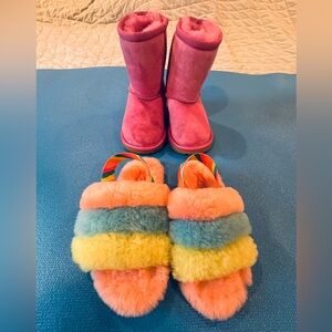 Toddler Ugg Boots and Fluff Yeah Slippers Bundle